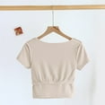 thumbnail image 5 of Generic Women's Basic Crop Tops Stretchy Casual Square Neck Cap Sleeve Shirt, 5 of 6
