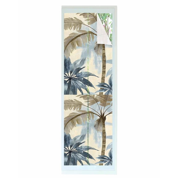 Window Privacy Film Watercolor Palm Trees Stained Glass Window Film Decorative Sun Block Window Cover Summer Botanical Vintage Window Clings Static Adhesive Sticker for Bathroom 23.6"x78.7"