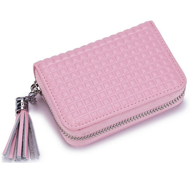 Women's RFID Blocking Genuine Leather Secure Credit Card Holder Zipper