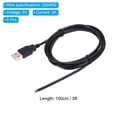 thumbnail image 2 of Uxcell 1.5M/5Ft USB 5V 3A Type-C Pigtail Power Cable, 5Pcs 22AWG USB Plug to 2 Pin Wire Open End Connector Plug, Black, 2 of 5