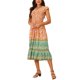 thumbnail image 2 of Vestido midi bohemio de verano casual con flores, mangas de volantes, escote en V, cintura alta y fluido INSPIRE CHIC en naranja L, 2 of 6