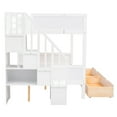 thumbnail image 6 of Bellemave Twin Over Full Bunk Bed with Stairs, Solid Wood Bunk Bed with 2 Drawers and 6 Storage Shelves, Stairway Bunk Beds for Teens Adults (White), 6 of 8