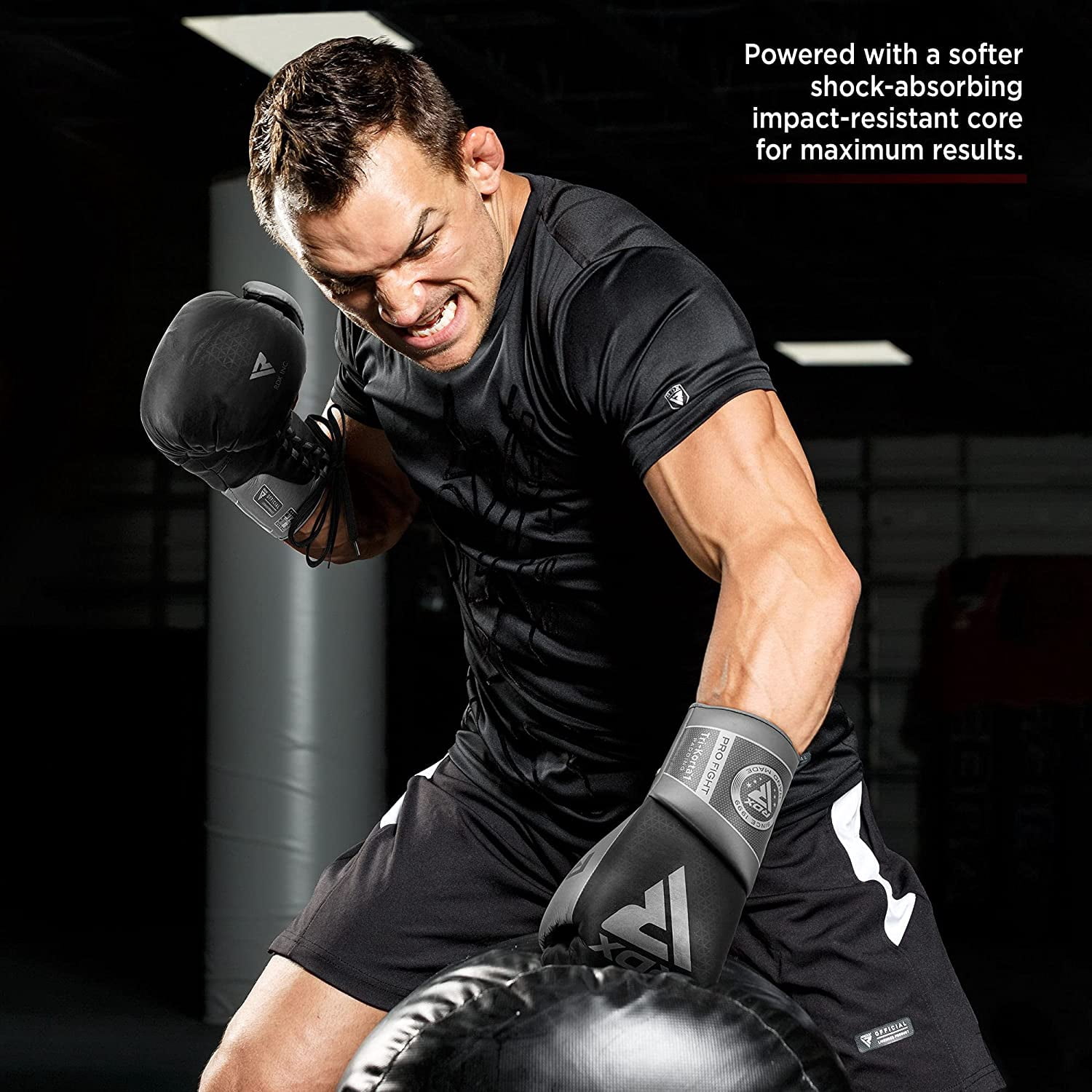 RDX Boxing Gloves for Fighting Muay Thai Mitts, Maya Hide Leather Mark PRO Lace-Up Training Glove for Sparring, Kickboxing, Punch Bags, Focus Pads and Double End Ball Punching