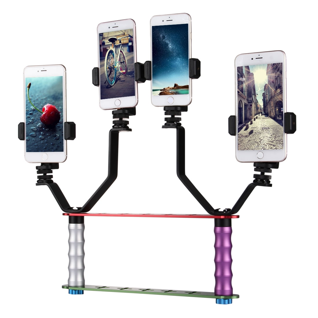 Smartphone Live Broadcast Bracket Dual Handheld Selfie Mount Kits with