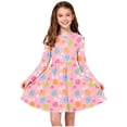 thumbnail image 2 of Robe à Manches Longues pour Filles, Robe Patineuse Tournoyante pour Récital d'École, Robe de Fête Décontractée Évasée Extensible, Chandail à Col Rond Doux pour Enfants de 4 à 14 Ans, 2 of 7