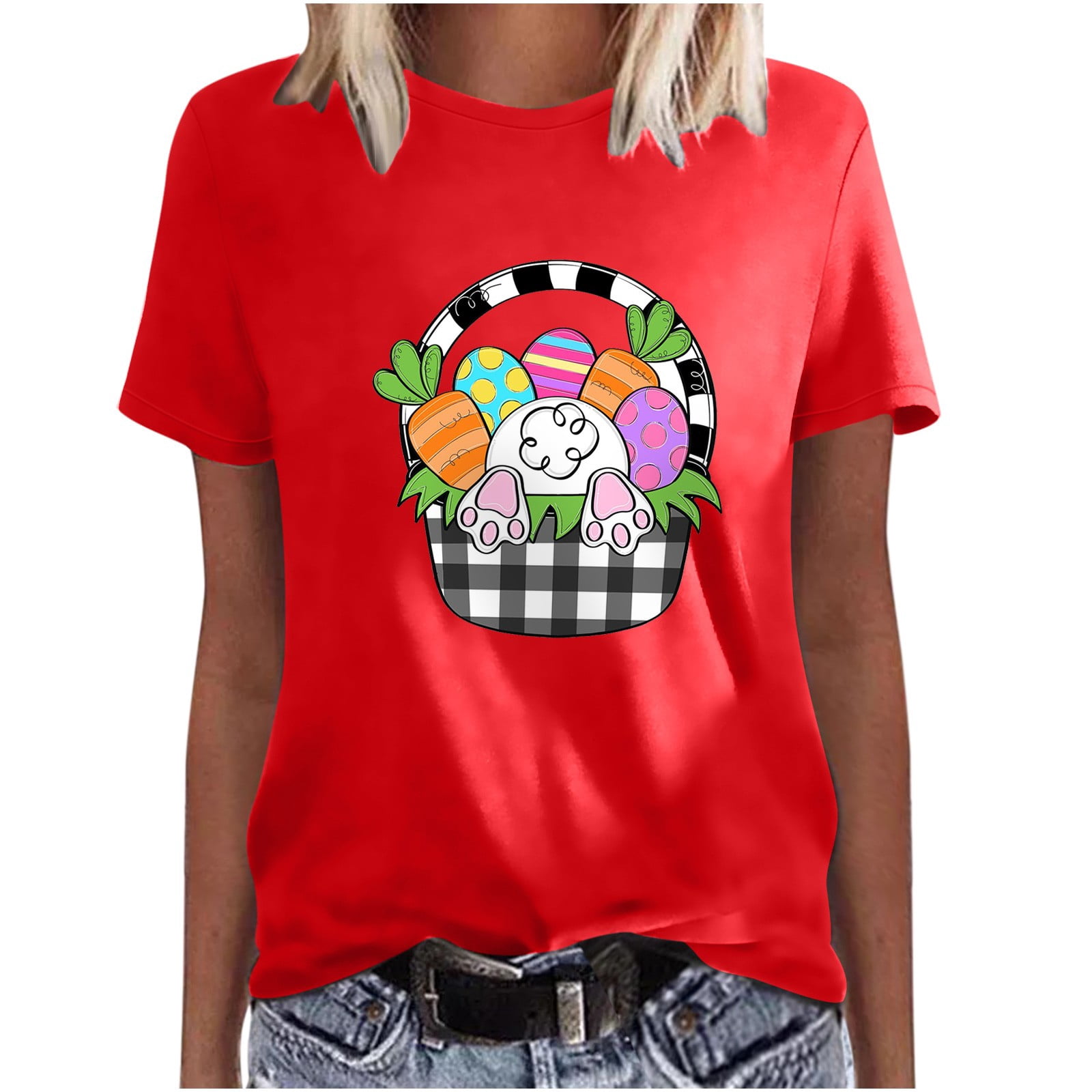 Happy Easter Cute Bunny Tops Summer 