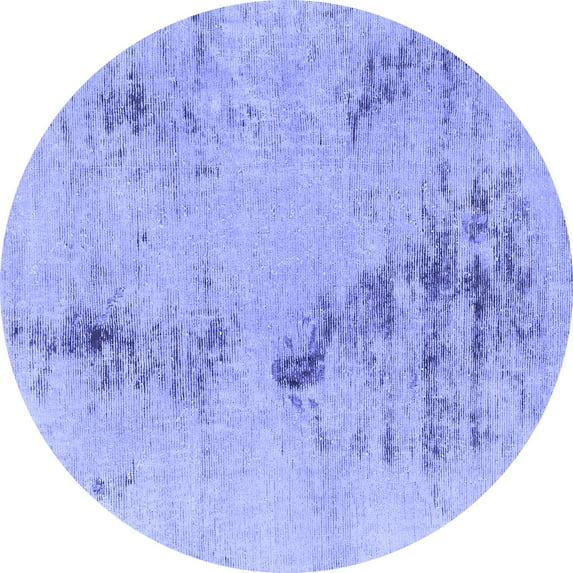 Ahgly Company Machine Washable Indoor Round Abstract Blue Modern Area Rugs, 5' Round