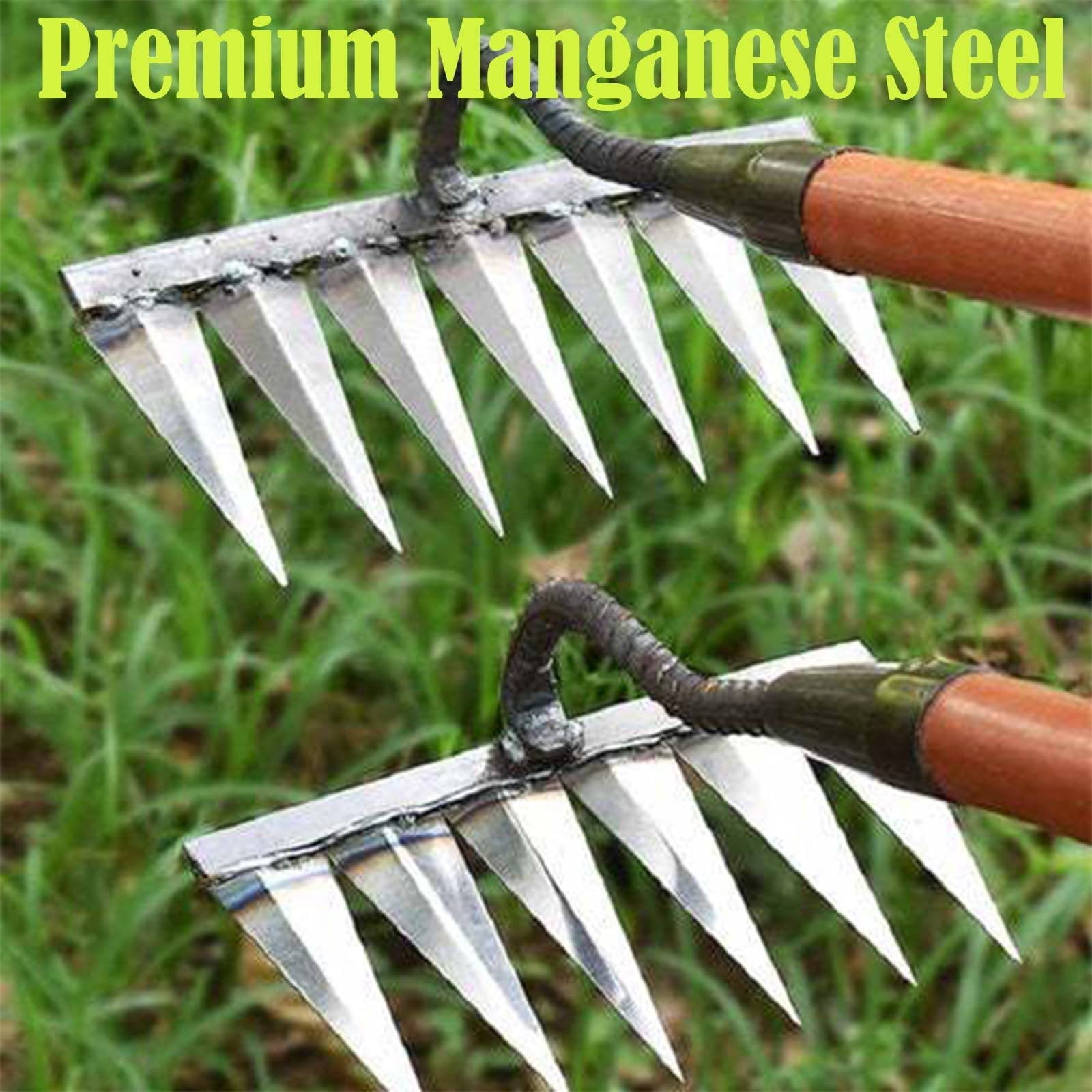AUDeals Heavy Duty Iron Rake for Gardening and Weeding, Dethatching Lawn Tool for Backyard Soil Loosening, Available in Four Size Options for Yard Work