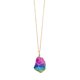 thumbnail image 1 of Collar de cadena de piedra multicolor transparente con colgante de cristal (formas y tamaños enviados al azar), 1 of 8