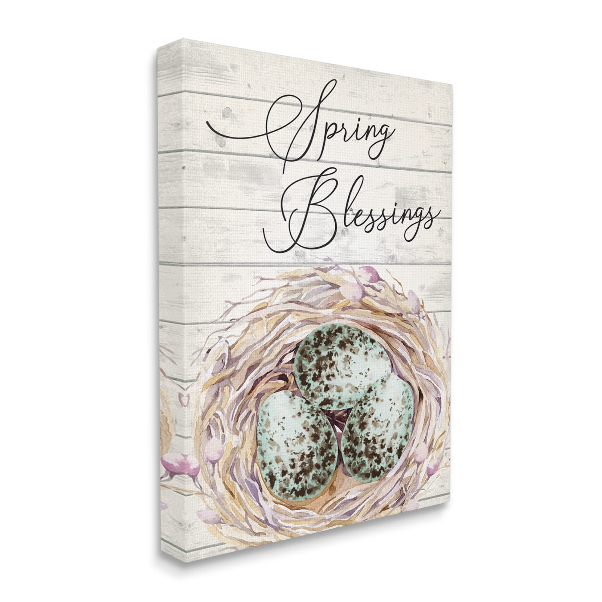 Stupell Spring Blessings Bird Nest Nature Holiday Painting Gallery Wrapped Canvas Print Wall Art