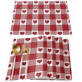thumbnail image 2 of Limited Time Offer, 4Pcs Valentine's Day Placemats Set Of 4 For Dining Table Cotton Linen Heat Table Mats Durable Washable Love Heart Red Check, 2 of 4