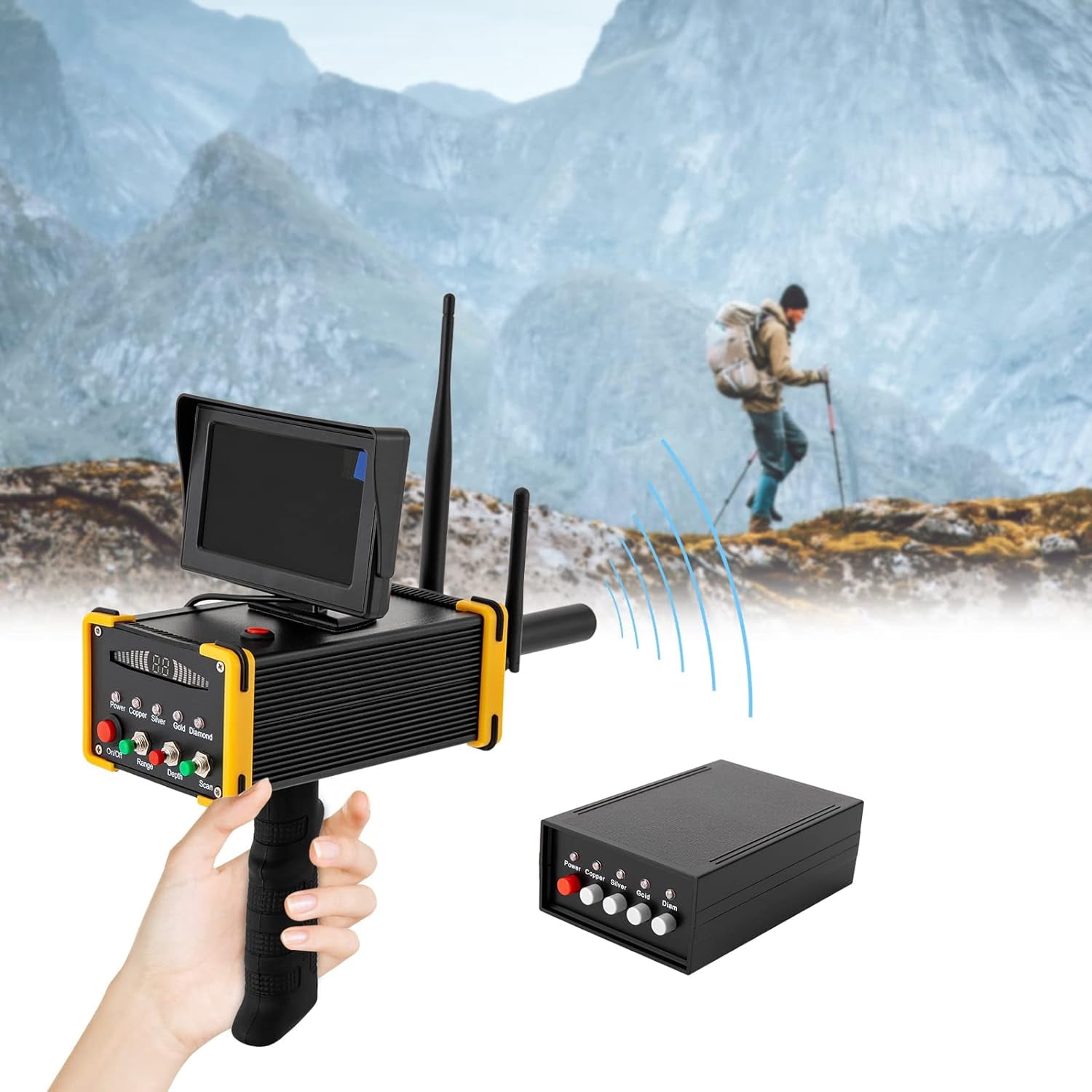 Gold Detector Detecting Machine, Metal Detector for Adults Professional Higher Accuracy Gold Silver Detectors Kit w/LCD Display, Underground Metal Finder, Automatic Rotation Search, 3248ft Range
