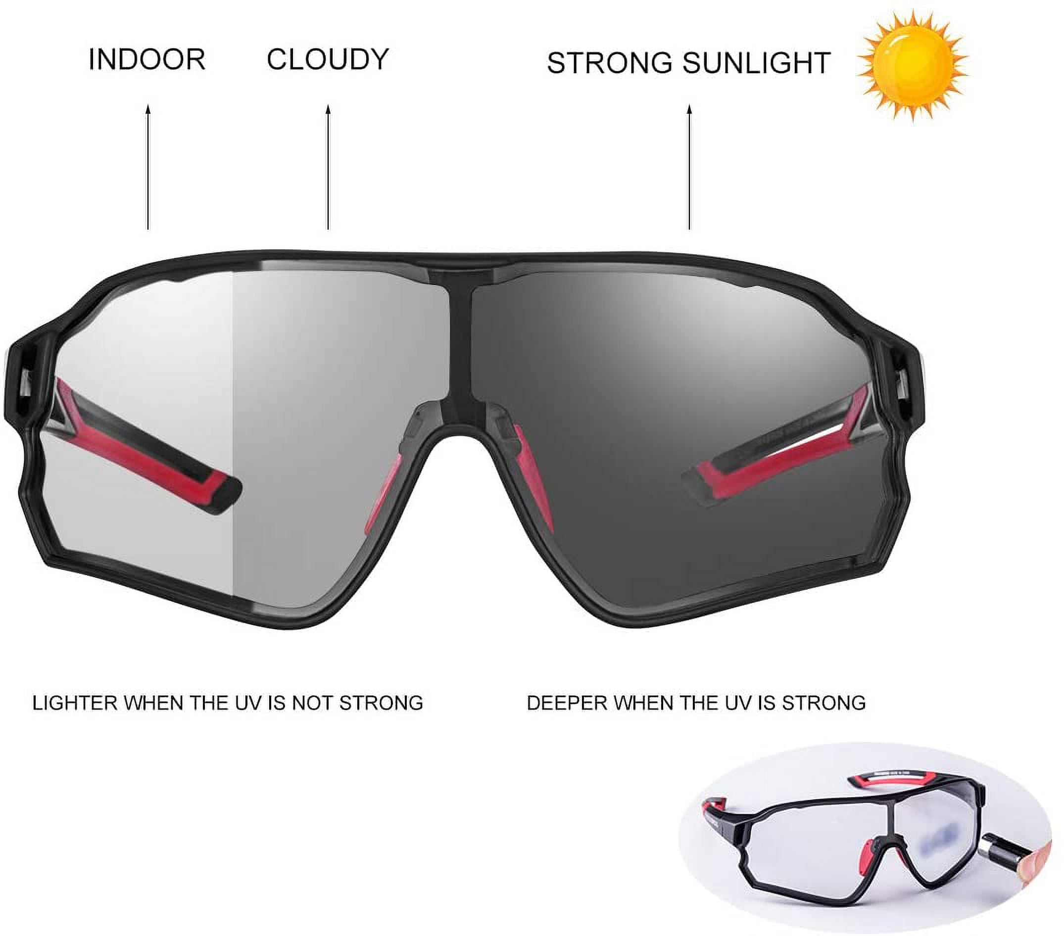 zhanshan Non-sensory Design Glasses Outdoor Sports Glasses Uv Protection  Photochromic Cycling Glasses for Men and Women High Transmittance Lenses  Non-sensory Design Bike Goggles