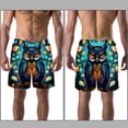 thumbnail image 3 of luoweisi Men's Beach Shorts Quick Dry Swim Trunks with Mesh Lining Cartoon Owl XL, 3 of 5