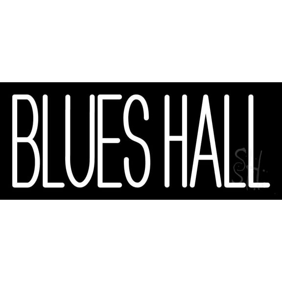 Blues Hall 2 LED Neon Sign 6" Tall x 15" Wide - inches Black Square Cut Acrylic Backing, with Dimmer - Premium built indoor Sign for Studio, Club, Home décor, Event, Workshop, Storefront.