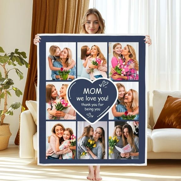 Personalized Mother's Day Blanket Gifts for Best Mom Ever, Custom Blanket with Photo, Birthday Gifts for Mom, 30"x40"