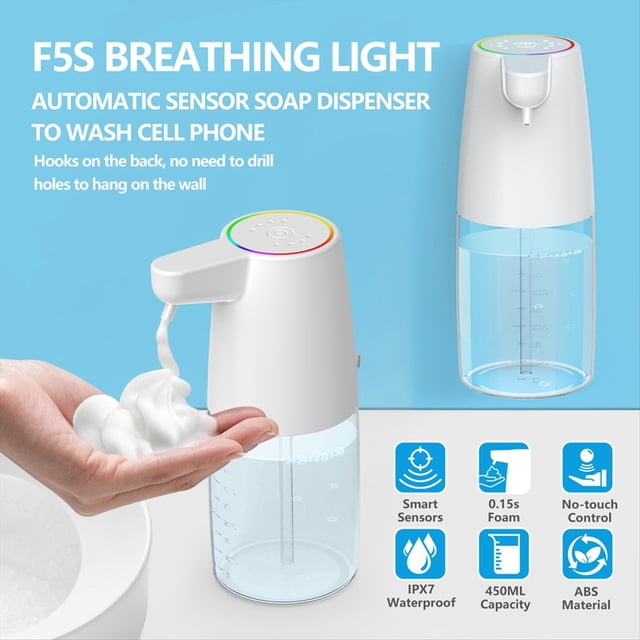 Dispensador de Jabón Automático de 450 Ml con Sensor Infrarrojo, Carga Tipo C, Sin Contacto, Dispensador Inteligente de Jabón Líquido en Espuma.