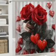 thumbnail image 6 of Creowell Red Roses Hearts Modern Waterproof Shower Curtain Set for Country Cottage & Farmhouse Bathroom Decor, 100% Polyester Fiber Bathroom Curtain with Hooks 36x72, 6 of 7