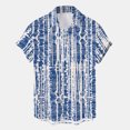 thumbnail image 2 of Camisas De Vestir Para Hombre Manga Larga Camisa con estampado de informal de verano para hombre, blusa de manga corta con cuello vuelto (Blue, XXL), 2 of 3