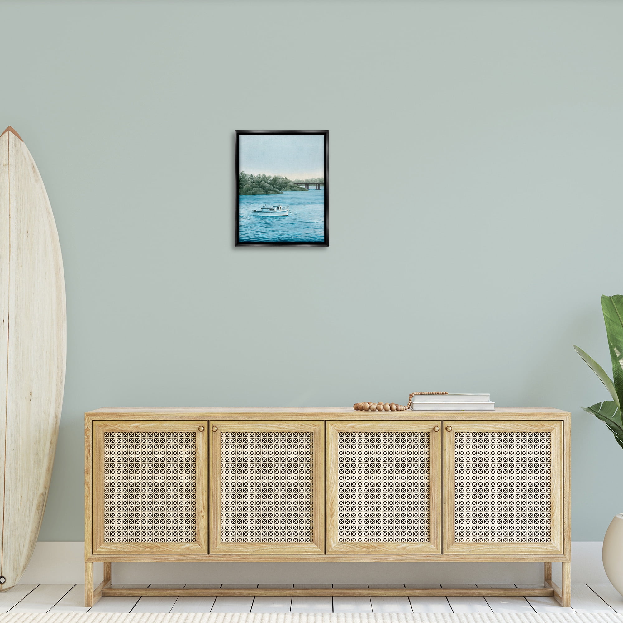 Stupell Industries Traditional Boating Seascape Transportation Photography Black Floater Framed Canvas Art Print Wall Art, 17 x 21