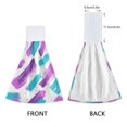 thumbnail image 3 of Yayeee Kitchen Hanging Hand Towels Set of 2 with Loop Bathroom Absorbent Tie Towel, Purple Drawing, 3 of 7