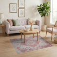thumbnail image 3 of ODIKA 4'x6' Washable Area Rug Pet Friendly, Non-Shedding Mauve Dusty Vintage Botanical Distressed Boho Panels Scroll Border for Bedroom, Reading Nook, 3 of 7