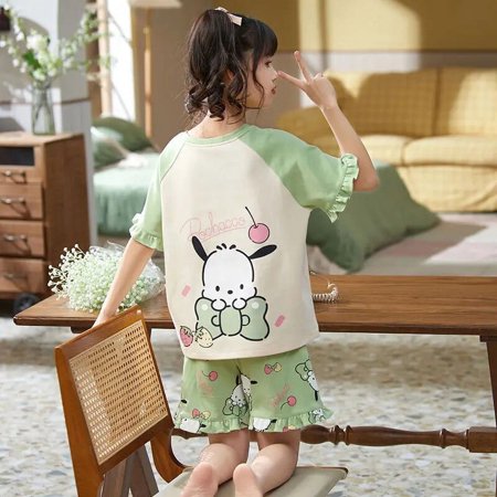 

Fashion Sanrio Kid Cotton Pajama Set Summer Kawaii Cinnamoroll Kuromi Cartoon Boy Girl High Quality Baby Short Sleeve Shorts