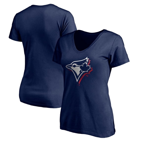 Women's Navy Toronto Blue Jays Red White and Team V-Neck T-Shirt