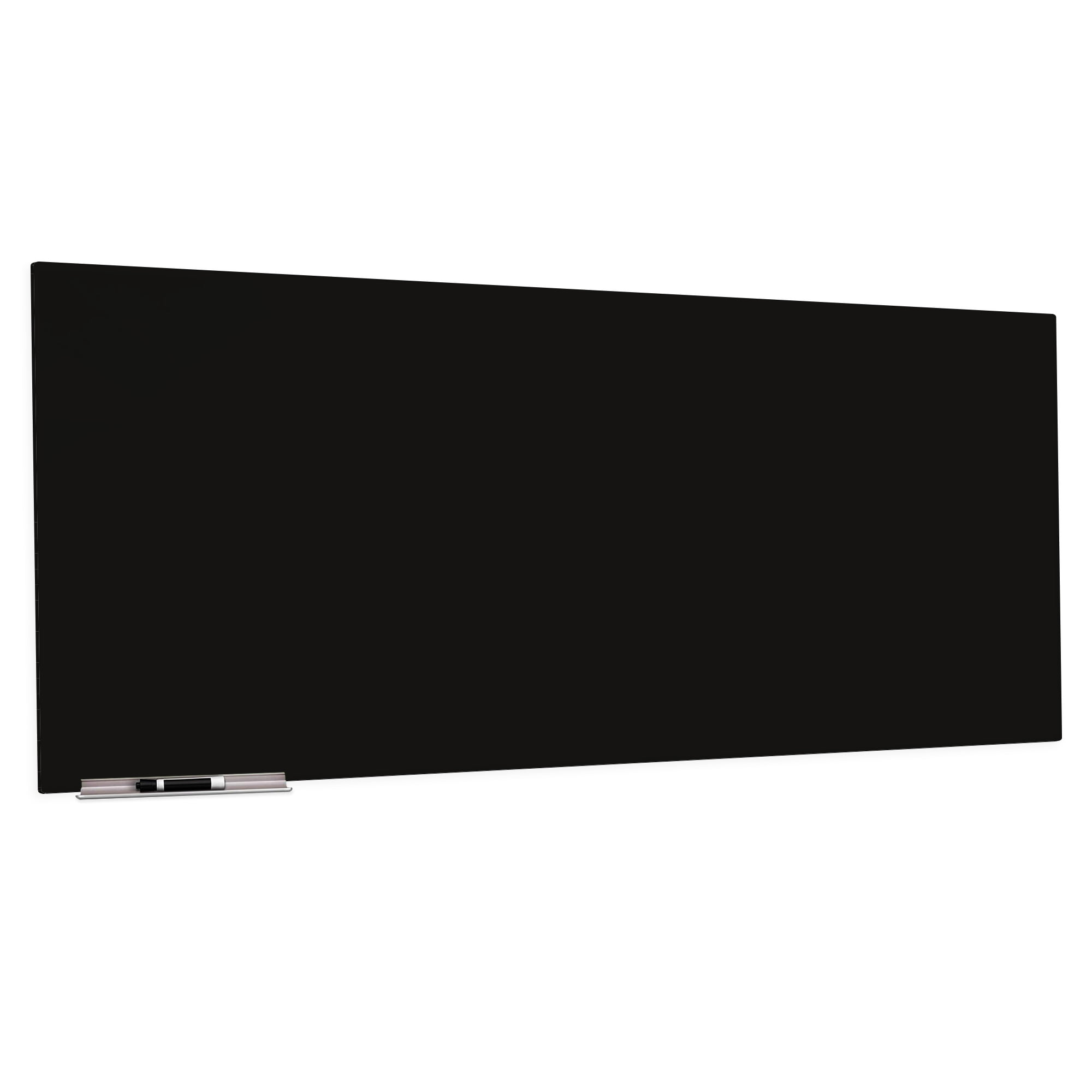 Large Black Magnetic Glass Dry Erase Board with Frameless Design
