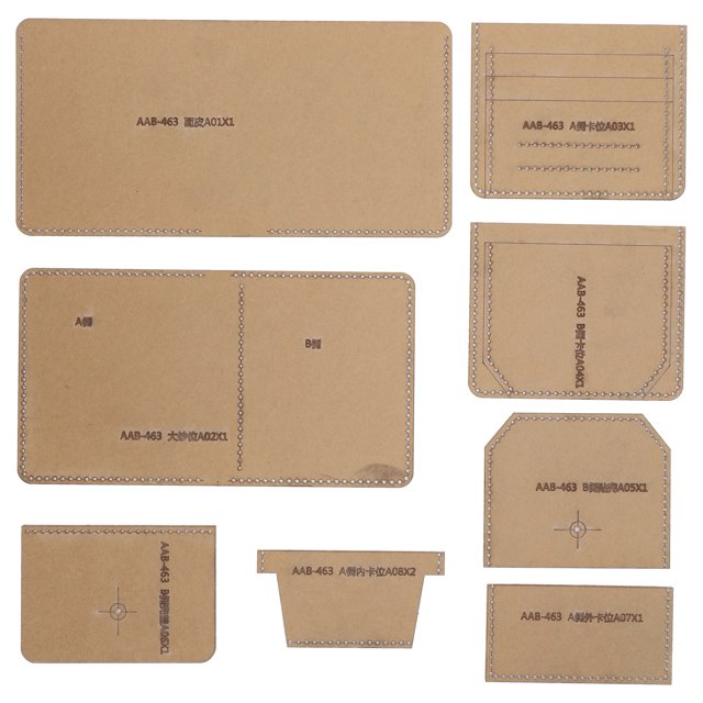 Plantilla acrílica para manualidades DIY, conjunto de plantillas de diseño de patrón de cuero para billetera corta (AAB‑463)