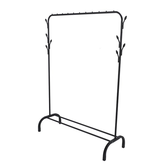 Floor Clothing Rack Stable Structure High Load Capacity Freestanding Garment Rack for Dry Clothes Bedroom, Balcony, Carbon Steel