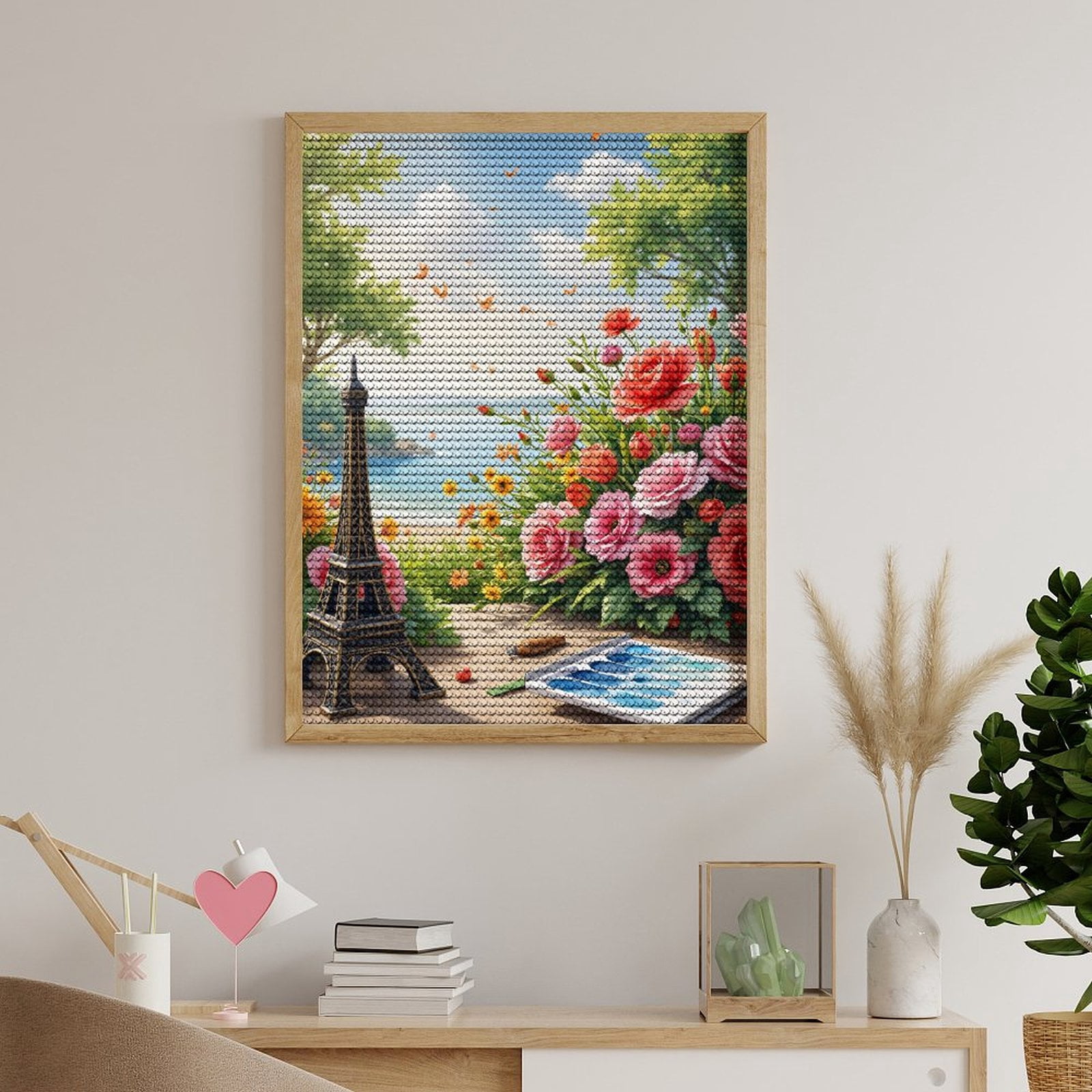 Diamond Art Kits for Adults, Roses Seaside Art Miniature Eiffel 5D Diamond Painting Kits for Adults Beginners, DIY Full Drill Diamond Painting, Gem Art and Crafts 12x16