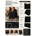 thumbnail image 3 of DOKOTOO Blouses for Women Dressy Casual Ruched V Neck Smocked Tops 3/4 Sleeve Loose Fit Shirts, 3 of 10
