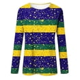 thumbnail image 2 of Craaazy Women's Fashion Crew Neck Long-Sleeve Mardi Gras Print Casual Pullover Tops Gifts, 2 of 5