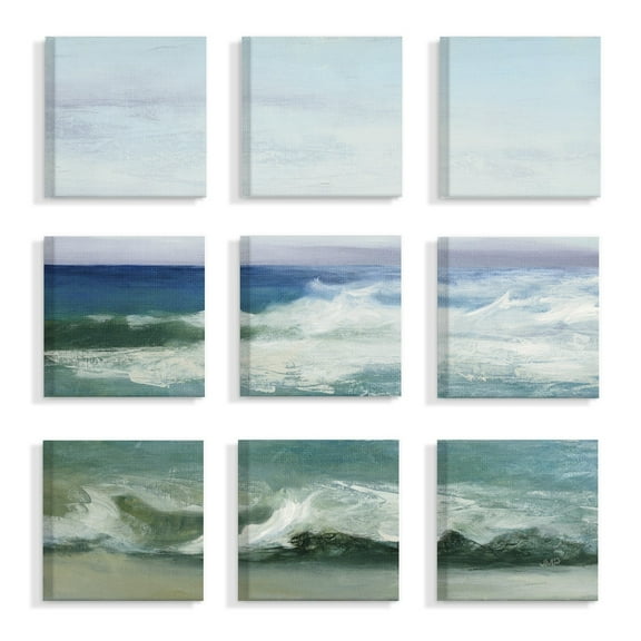 Stupell Blue Cresting Waves Ocean Horizon Painting, 9pc Multi Piece Canvas Wall Art Set, 12 x 12 - Multi-color - 12 x 12