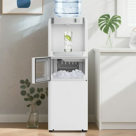 Advwin 3-in-1 Water Dispenser with Ice Maker, 33lbs/24H, Top Loading 3 or 5 Gallon, Water Cooler Dispenser for Home Office, Hot & Cold Water Dispenser, Child Lock