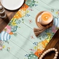 thumbnail image 3 of Cute Easter Bunny Table Runner 90 Inches, Eucalyptus Leaves Colorful Eggs Teal Wooden Bed Runner Dresser Scarves Tabletop for Indoor Outdoor Parties/Ceremony/Banquet, 13" x 90", 3 of 8