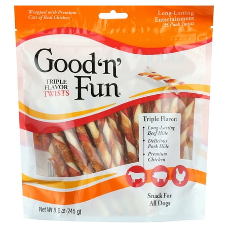 UPC: 0091093922409 | Good  n  Fun Triple Flavor Twists Rawhide Dog Chews  35 Count (8.6 Oz.)