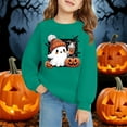 thumbnail image 1 of Chandail à Col Rond à Manches Longues pour Enfants, Décontracté et Tendance, Imprimé 2D d'Halloween, Vert, 1 of 6