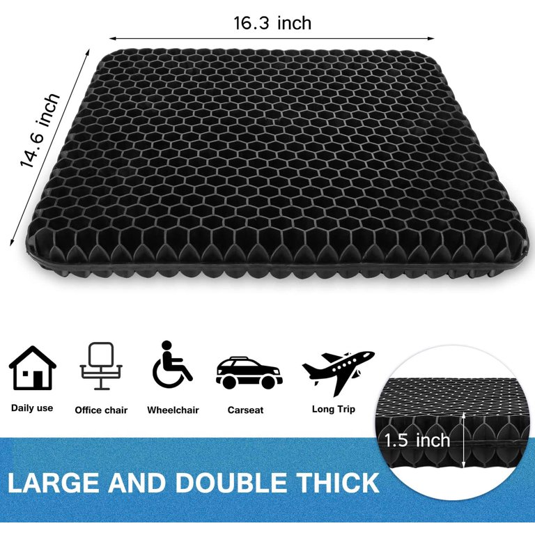  SUPTEMPO Gel Seat Cushion, Office Chair Cushion, Double Thick  Breathable Honeycomb Design with 2 Non-Slip Cover, Cooling seat Cushion for  Home Office Computer Desk Wheelchair to Relief Sciatica Pain : Office