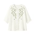 thumbnail image 4 of Tweang Peasant Tops for Women Vintage Boho Button Shirt Cotton Linen Tunic Tops Loose Vintage Shirts Blouses Teacher Loose Tunics Gauze Tunic Tops for Women Loose Gauze Tunics Summer Shirts White M, 4 of 4