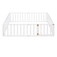 thumbnail image 5 of Gewnee Full Size Montessori Bed for Toddler, Wood Floor Bed Frame with Fence and Door, White, 5 of 7