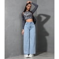 thumbnail image 6 of Women Straight Leg Jeans High Waisted Stretchy Wide Leg Boyfriend Jeans Denim Pants Light Blue XS, 6 of 10
