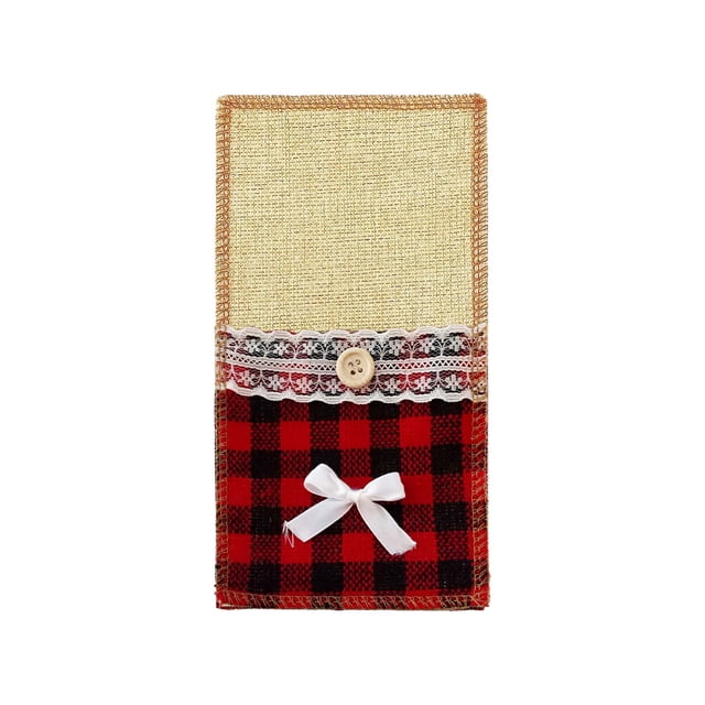 Christmas Knife and Fork Set Linen Cutlery Storage Bag Festive Holiday Table Decoration Restaurant Hotel Dinnerware Organizer with Snowflake Bow Patterns