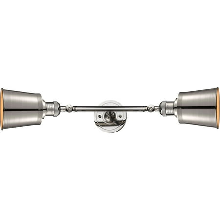 

Polished Nickel Tone Bathroom Vanity 5 Wide Steel/Cast Brass Medium Base 2 Light Fixture