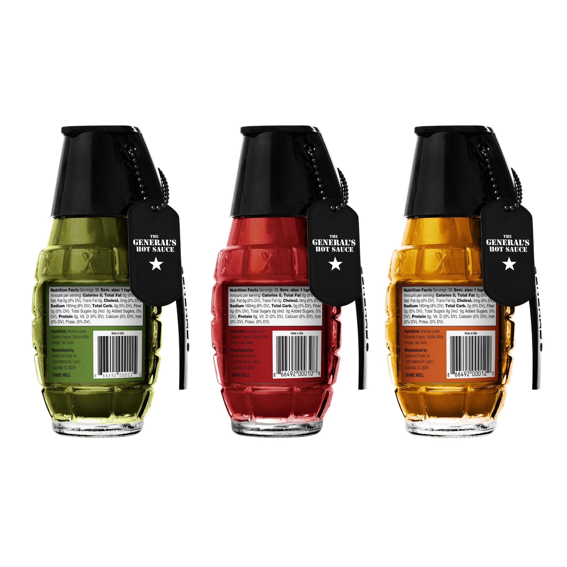 The General's Hot Sauce Triple Threat Gift Set, Gourmet Habanero & Cayenne, 3-Pack (6oz Bottles)