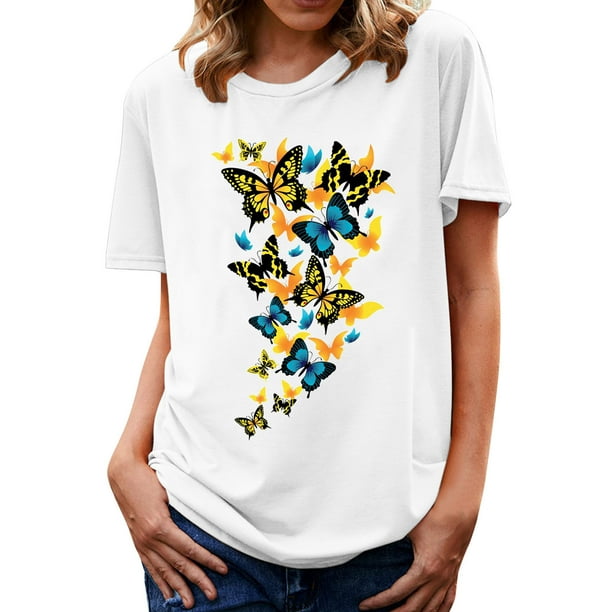 Gibobby Camisetas de verano para mujer Camiseta verano para mujer, camiseta informal manga corta con gráfico(Blanco,G)