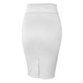 thumbnail image 2 of J. METHOD Women's Midi Skirt Stretch Knit Bodycon Slim Fit Office Elastic Waist Pencil Solid Skirts Made in USA NEWSK10 White S, 2 of 5