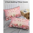 thumbnail image 2 of Valentine's Day Queen Pillow Cases Set of 2 - Microfiber Bed Throw Pillow Covers, Watercolor Roses Love Modern Boho Decorative Lumbar Pillow Cover with Envelope Closure for Sofa/Travel 20"x30", 2 of 6