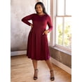 thumbnail image 6 of Plus Size Long Sleeve Pleated Fit N Flare Midi Dress, 6 of 10
